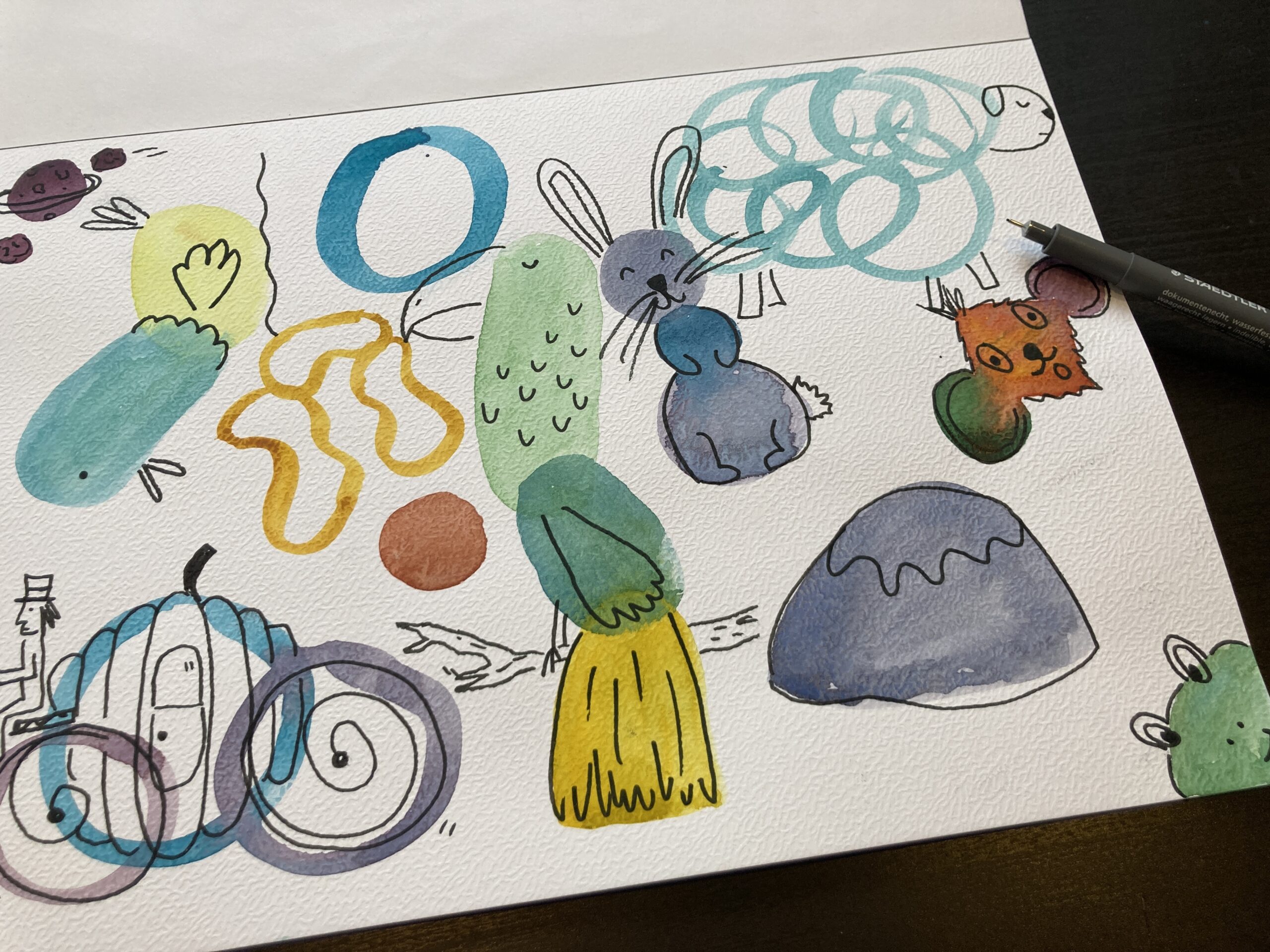 Creativiteit tekenoefening voor lege pagina - figuren 3