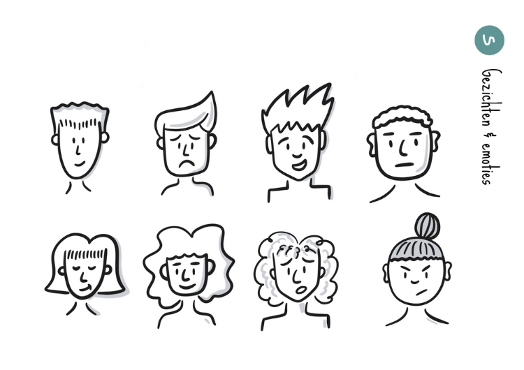 Voorbeeld iconen gezichten en emoties