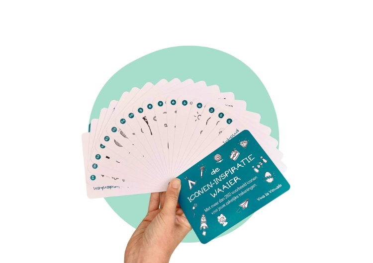 Kaarten iconen inspiratiewaaier in hand